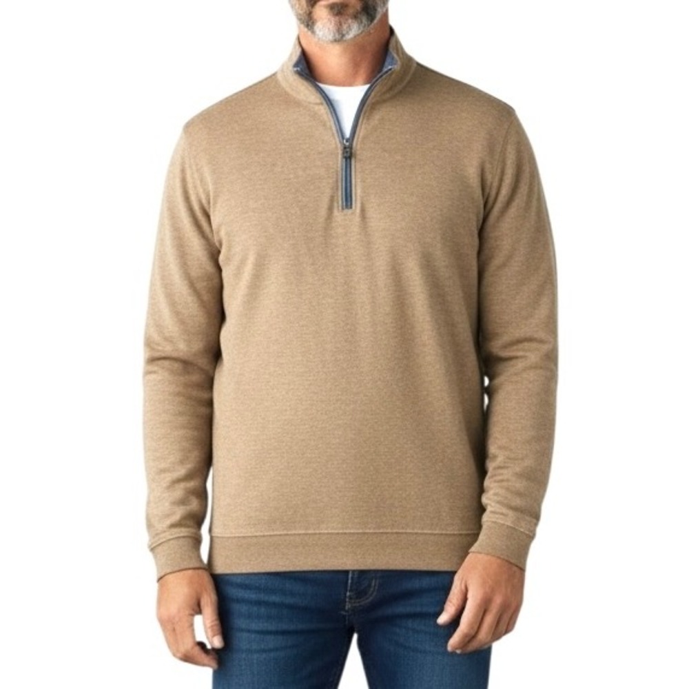 Johnnie-O Sully 1/4 Zip Pullover Tan Heather Men's 2XL Sweatshirt JMKO1610